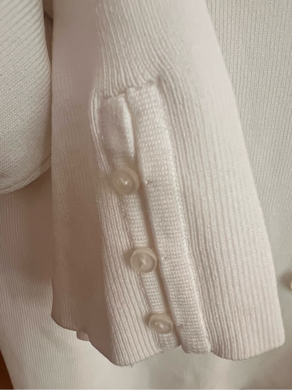 Talbots Cream Button-Front Collared Knit Cardigan Medium - Picture 6 of 8